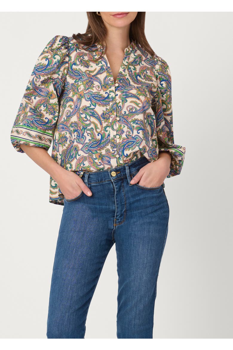 Pura Paisley Print Silbi Top, Main, color, Ivory Multi