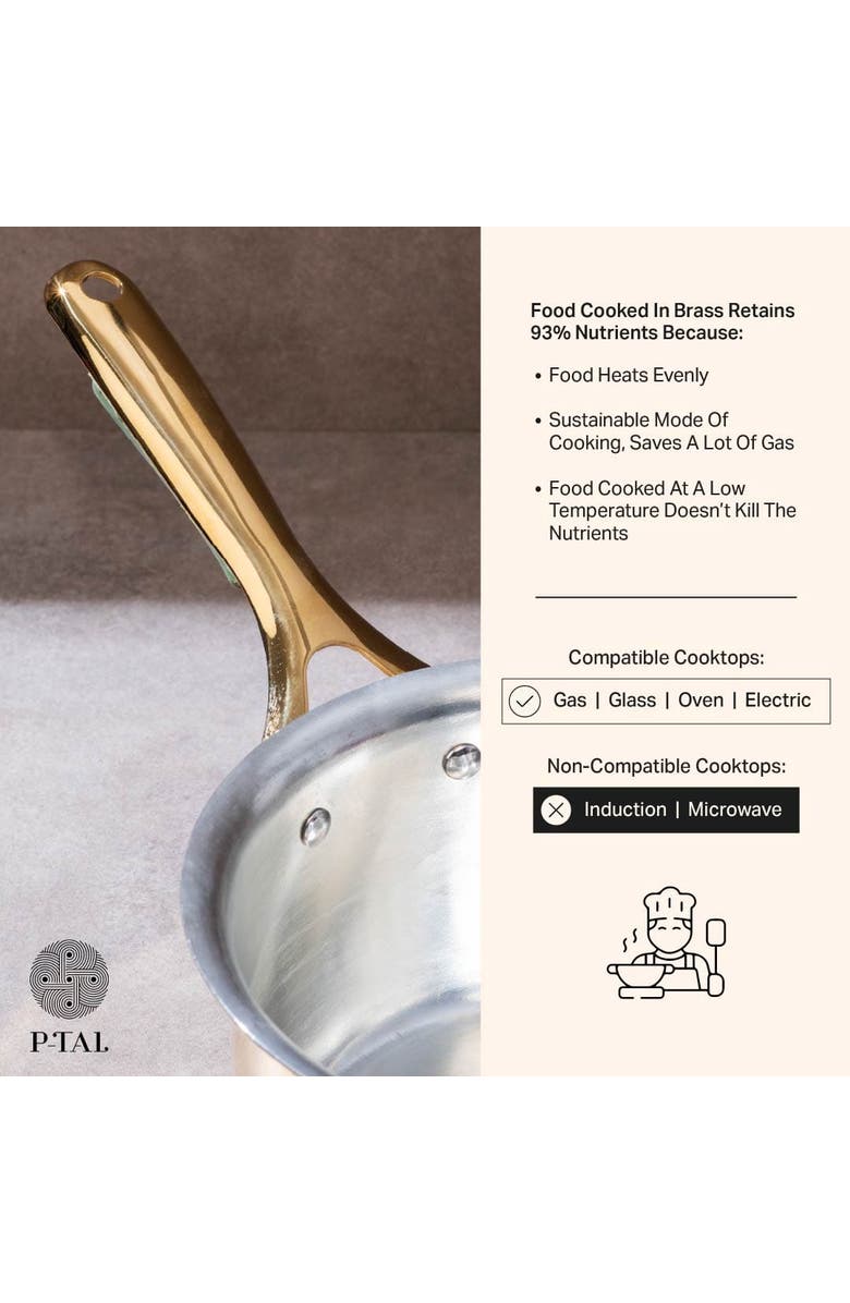 P-Tal Brass Saucepan with insulated handle, Alternate, color, Copper