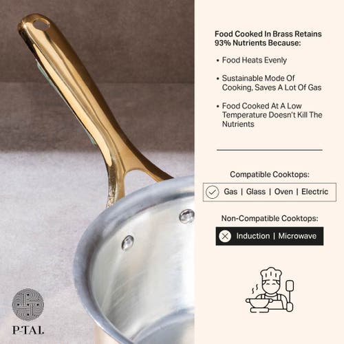 P-tal Brass Saucepan With Insulated Handle In Brown