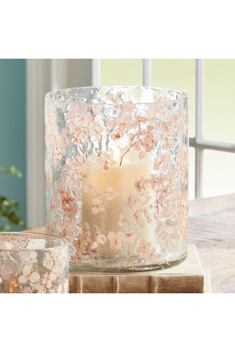 Petite Blossoms Hurricane Candle Holder Large, Alternate, color, Pink