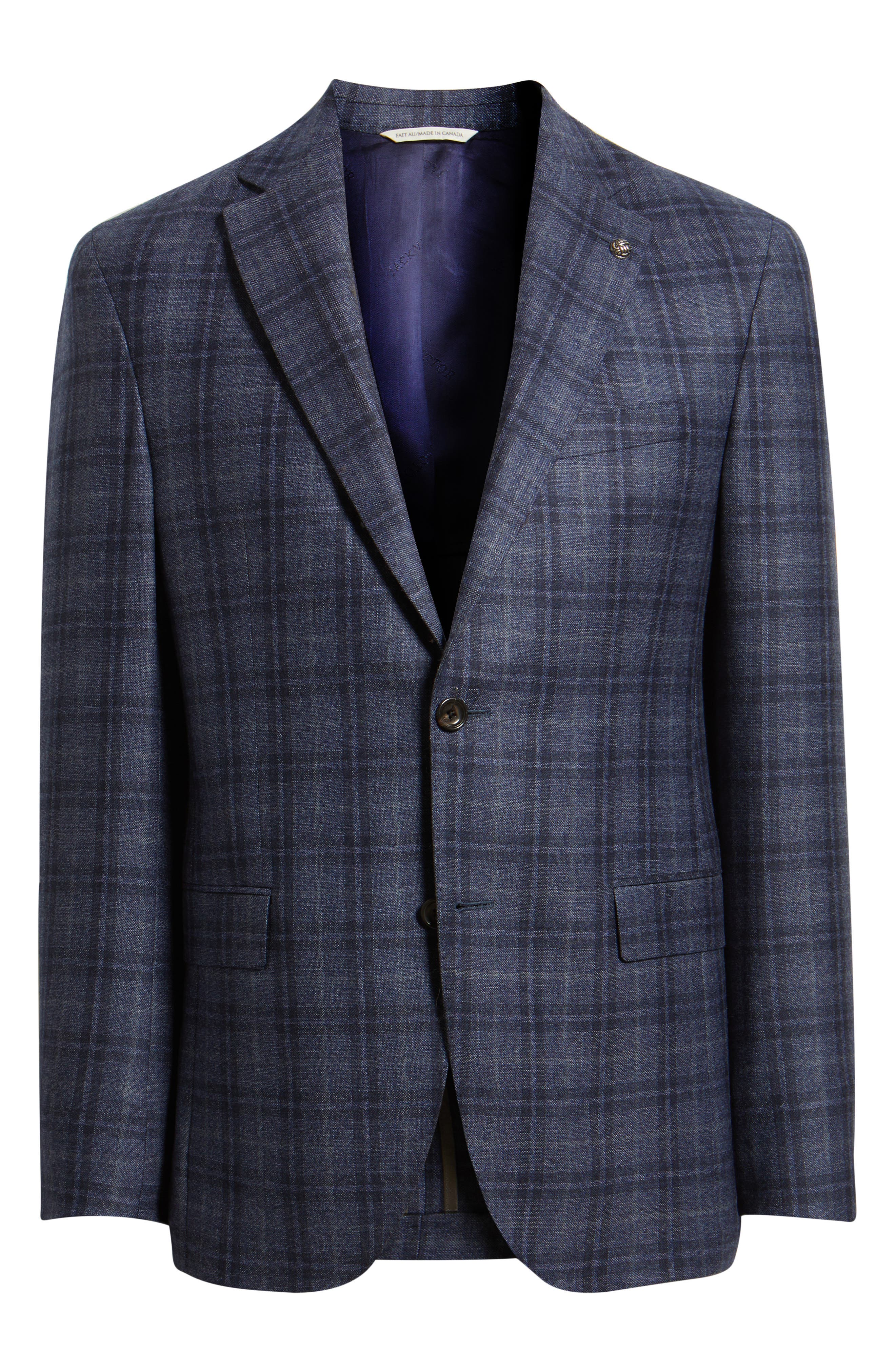 Jack Victor Midland Contemporary Fit Blue Plaid Wool Sport Coat