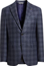 Jack Victor Midland Contemporary Fit Blue Plaid Wool Sport Coat