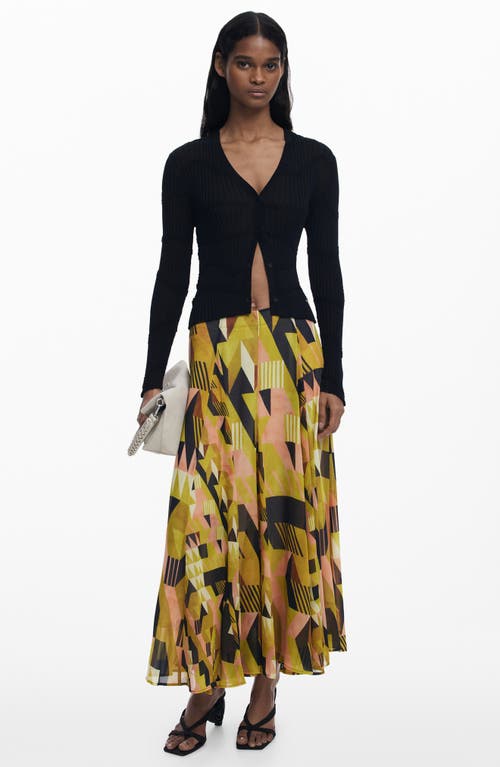 Desigual Geometric Print Maxi Skirt In Yellow