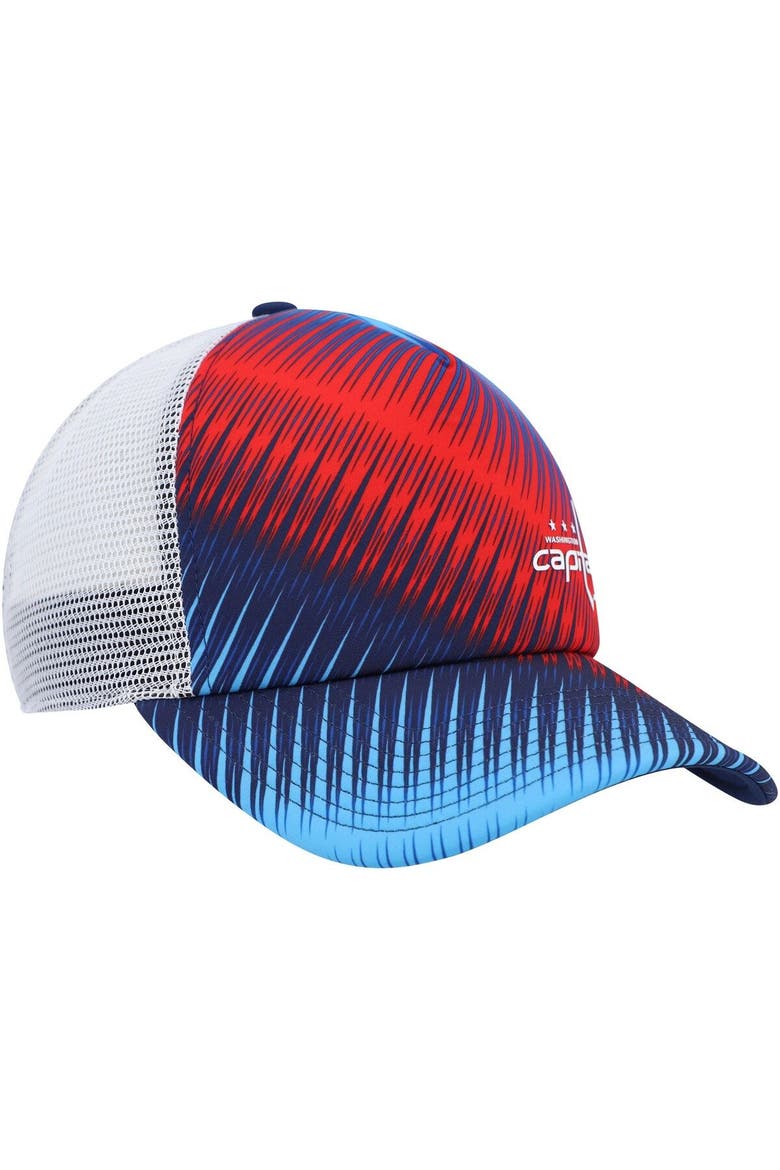 Women's adidas Blue/White Washington Capitals Graphic Foam Trucker Snapback Hat, Alternate, color, Blue