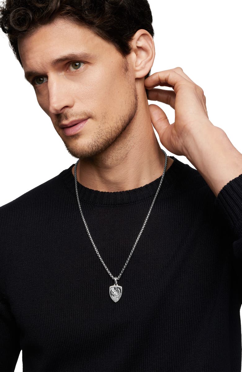 David Yurman Men's St. Michael Black Diamond Pendant, Alternate, color, Silver Pave