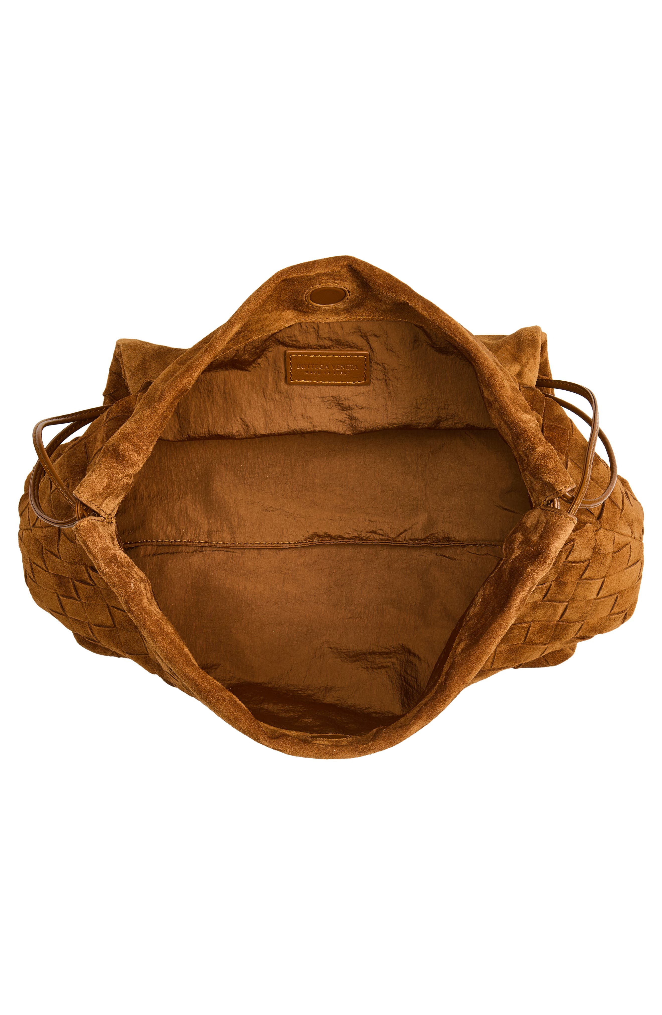 Bottega Veneta Giorno Intrecciato Suede Shoulder Bag, Alternate, color, 2588 Amber-Gold