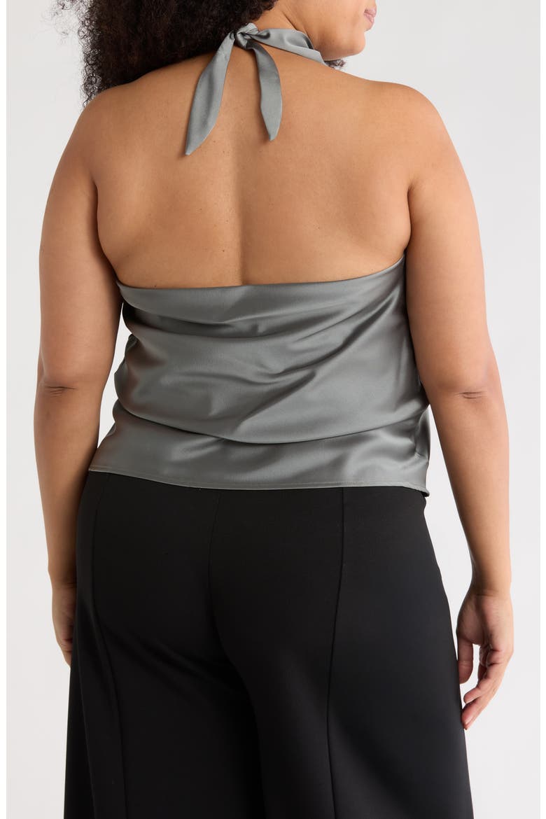 Satin Halter Top, Alternate, color, NEW SAGE