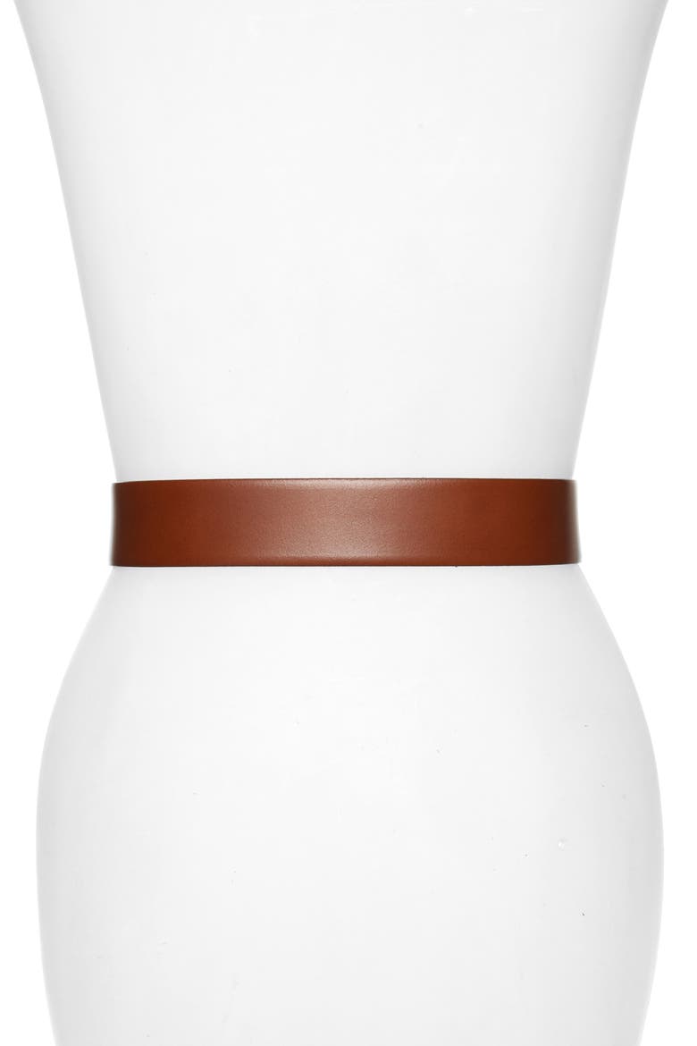 Dual Circle Leather Belt, Alternate, color, COGNAC