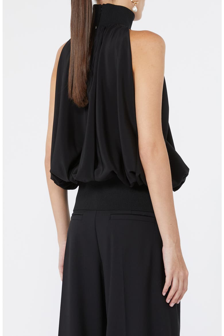 Piovra Silk Shell with Ribbed Details, Alternate, color, BLACK