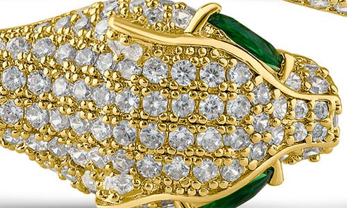 Cz By Kenneth Jay Lane Pavé Snake Hinge Bracelet In Green/gold