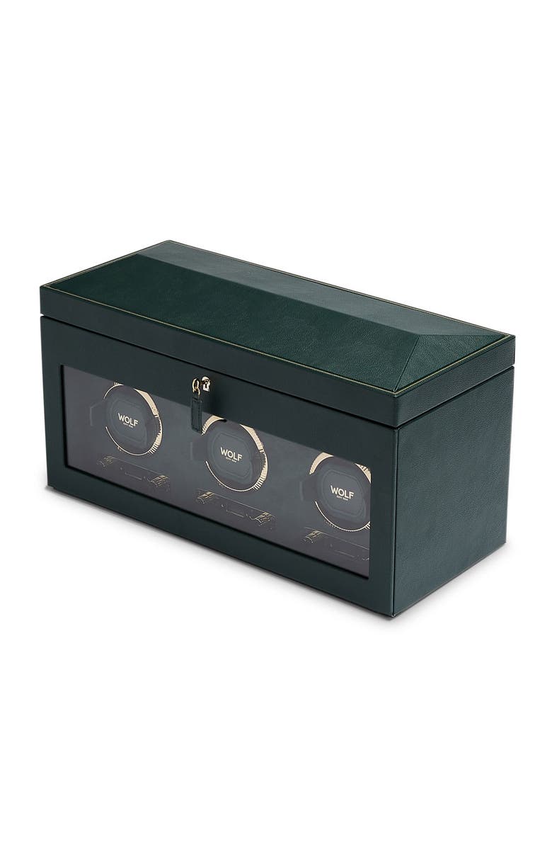 WOLF British Racing Triple Watch Winder with Storage, Alternate, color, Green