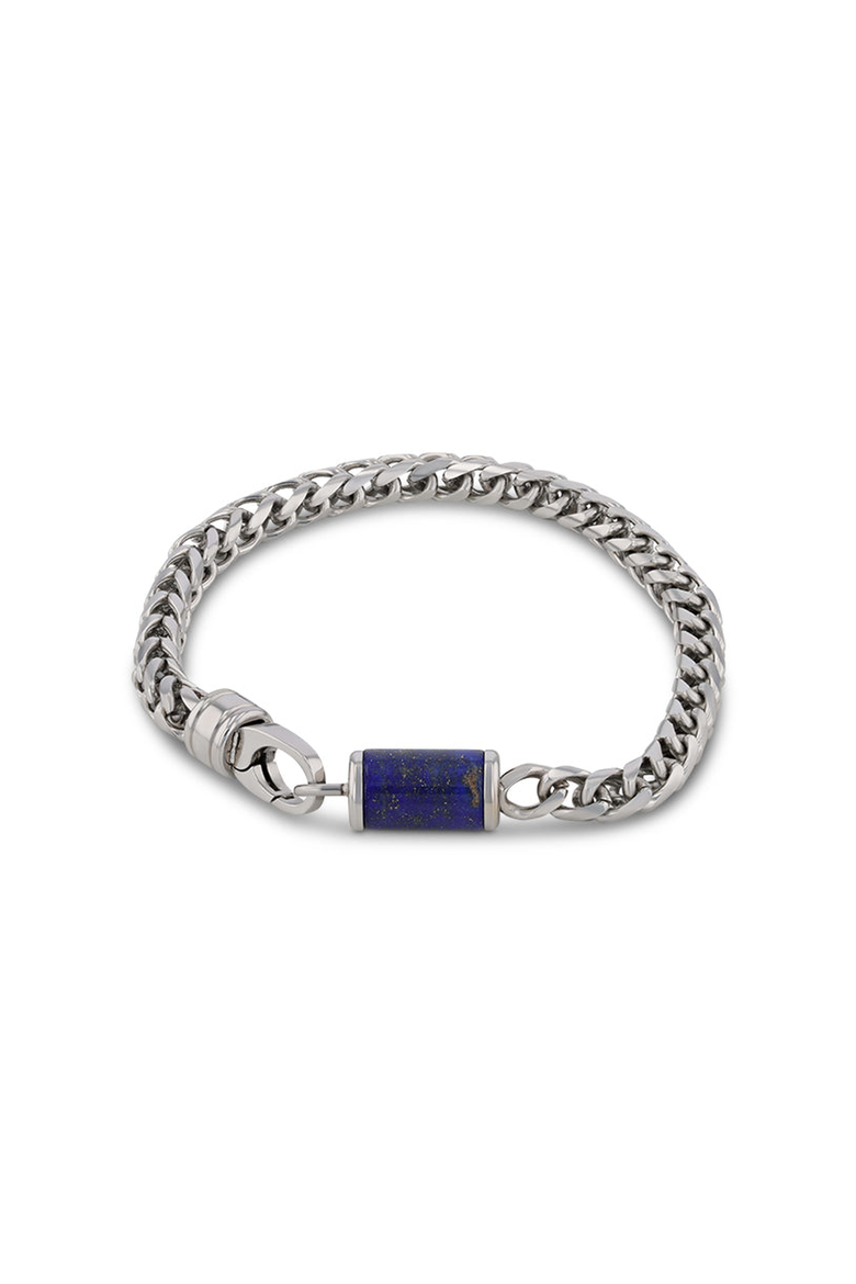 Stainless Steel Bracelet with Lapis Inlay, Alternate, color, Silver