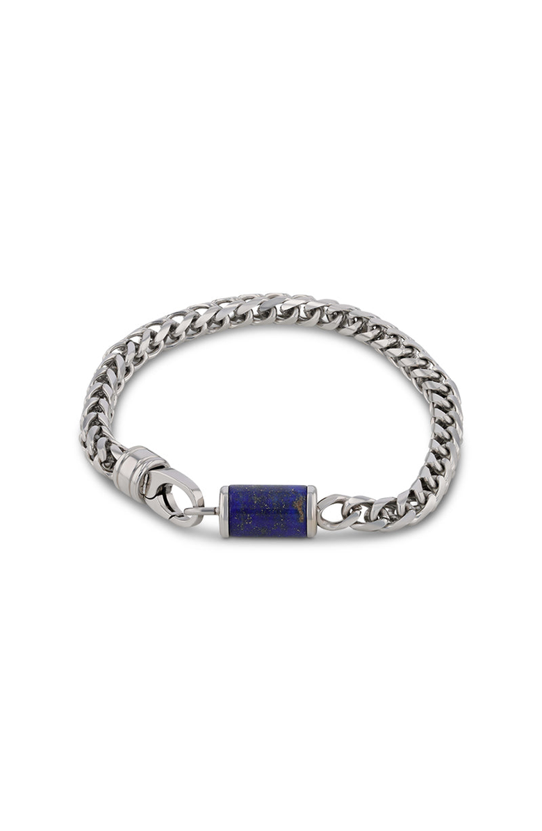 Larson Jewelers Stainless Steel Bracelet with Lapis Inlay, Alternate, color, Silver