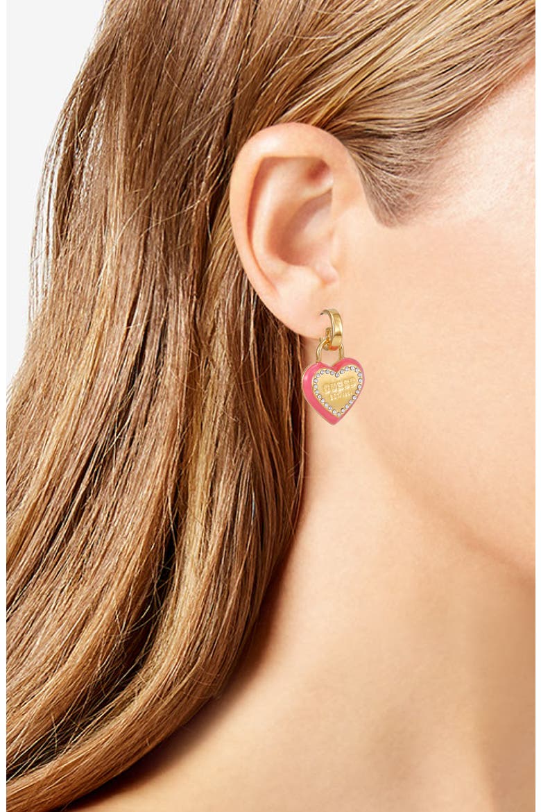 Heart Pavé Charm Earrings, Alternate, color, GOLD TONE