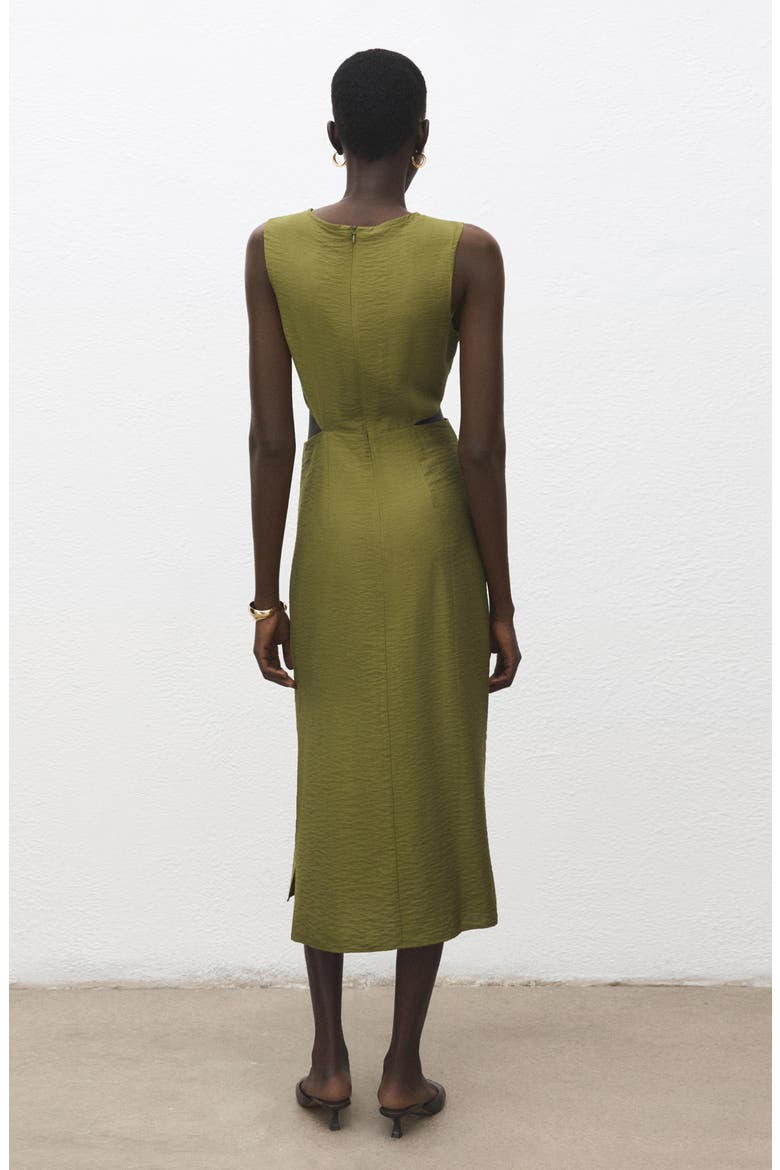 Crinkled Cutout Midi Dress, Alternate, color, PASTEL GREEN