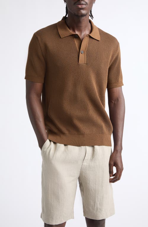Sunspel Bicolor Cotton Rib Polo in Bronze at Nordstrom, Size Xx-Large