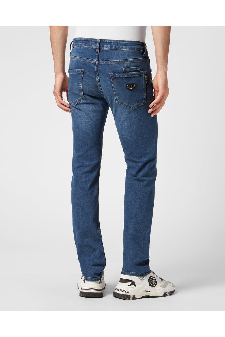 Jeans Straight Fit Iconic Plein Men, Alternate, color, Royalty