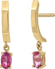 Bony Levy Pink Topaz Drop Hoop Earrings