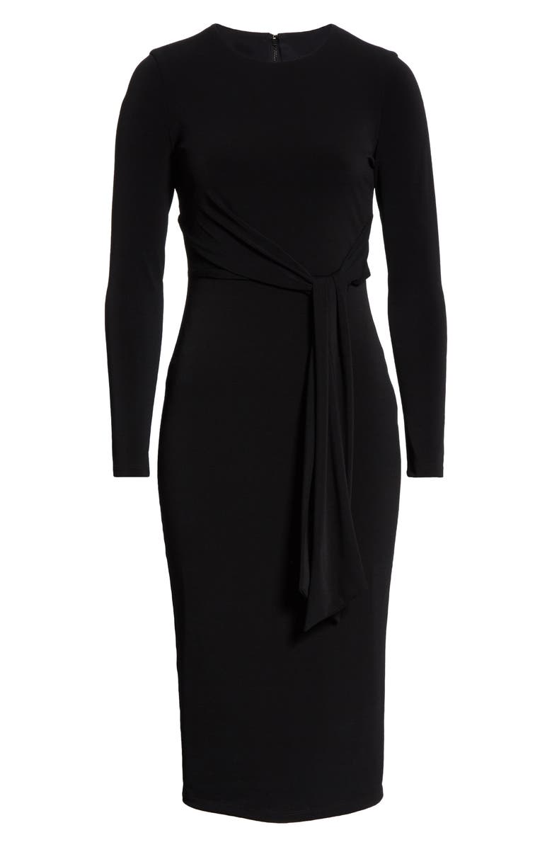 Alice + Olivia Delora Tie Waist Long Sleeve Body-Con Dress, Alternate, color, 