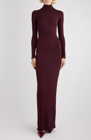 Alaïa Draped Long Sleeve Funnel Neck Gown