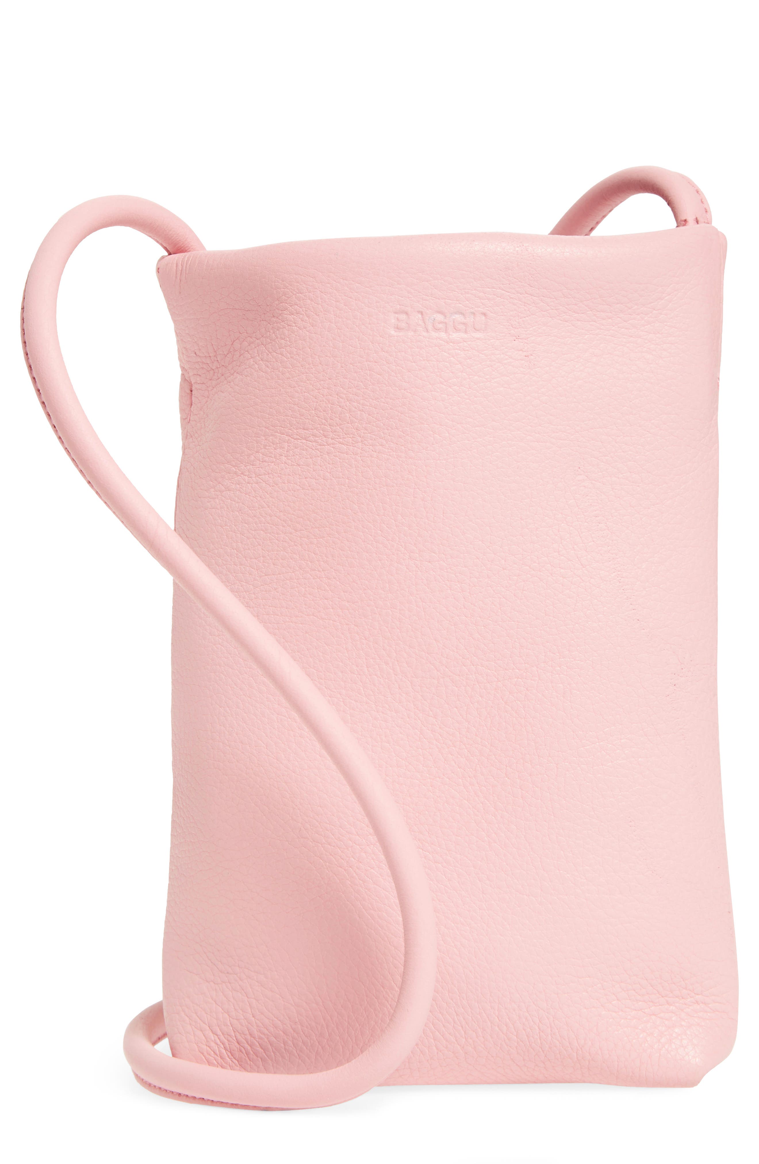 Baggu Leather Phone Crossbody Bag, Main, color, 