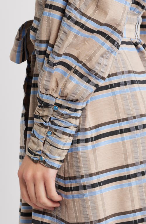 Ciebon Mariyah Long Sleeve Seersucker Midi Dress In Multi