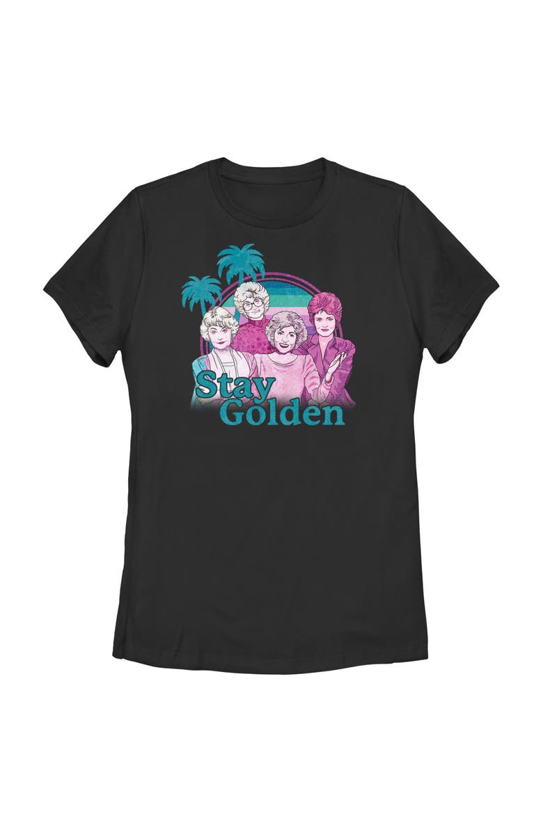 The Golden Girls Women's The Golden Girls Tropical Stay Golden Cartoon Graphic T-Shirt, Main, color, Black