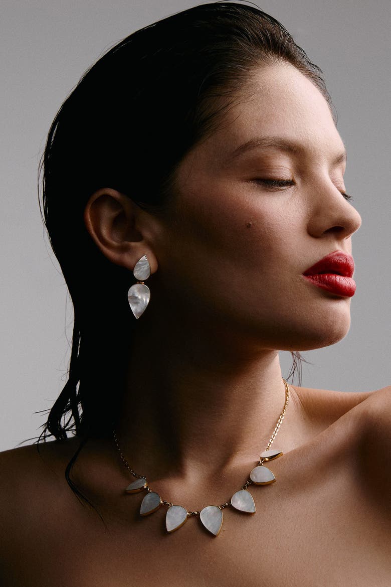Warrioress Mother of Pearl Pear Drops, Alternate, color, Pear Drop