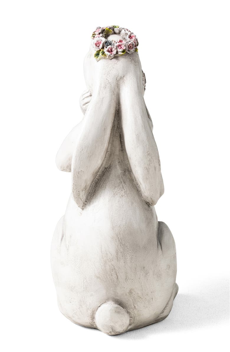 Glitzhome 17"H MGO Hugging Mom and Baby Rabbit Statue, Alternate, color, White