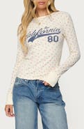 EDIKTED Cali Floral Rib Long Sleeve Top