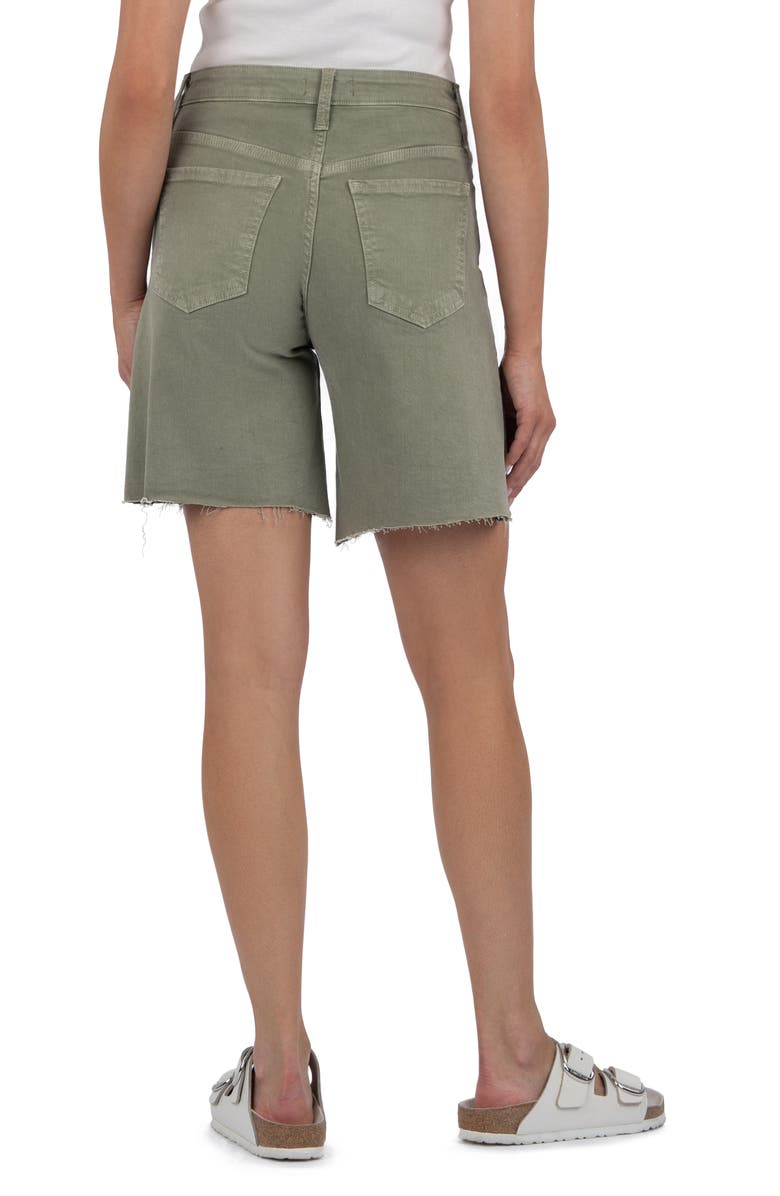 KUT from the Kloth Hailey Raw Hem Denim Bermuda Shorts, Alternate, color, Dk Sage
