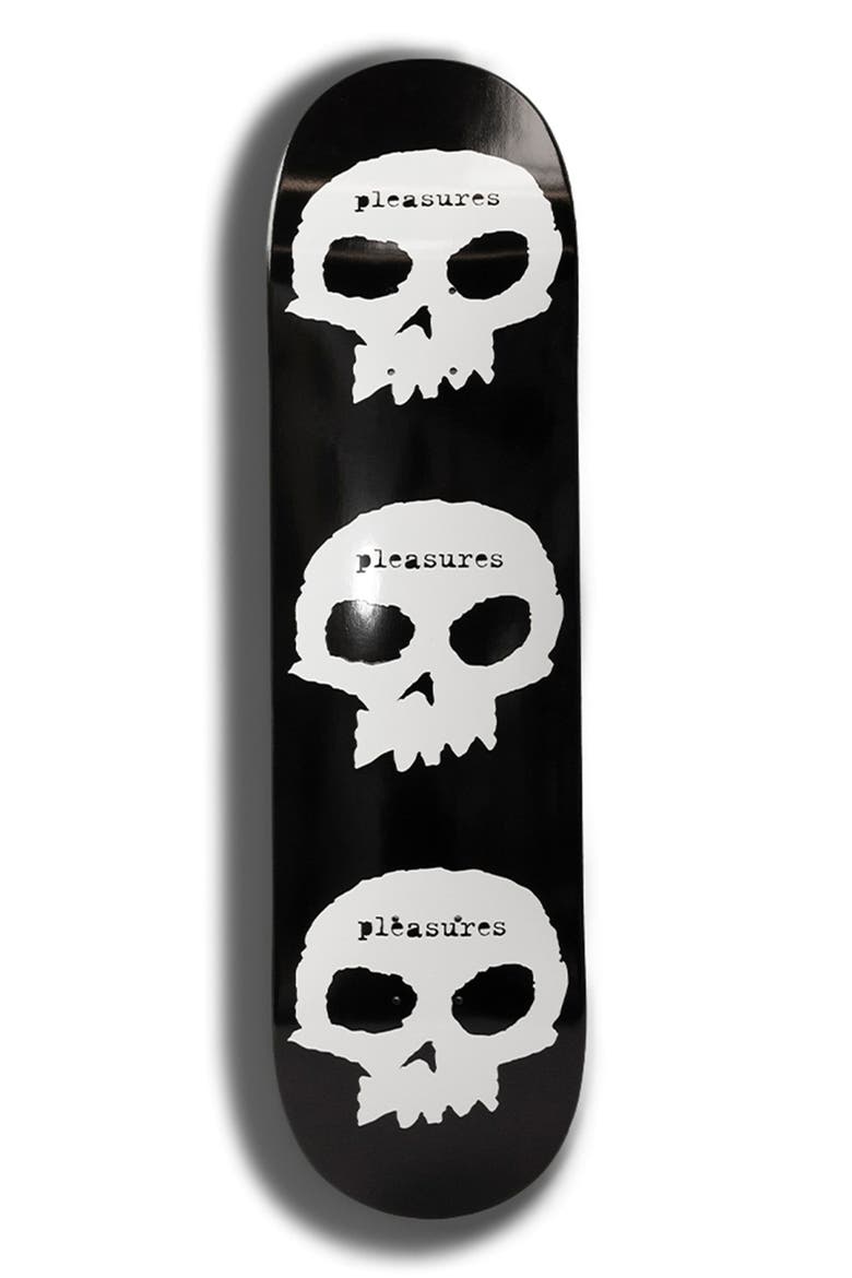 X Zero Skateboards Skulls Skate Deck, Main, color, BLACK