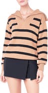 English Factory Stripe Cotton Zip Pullover