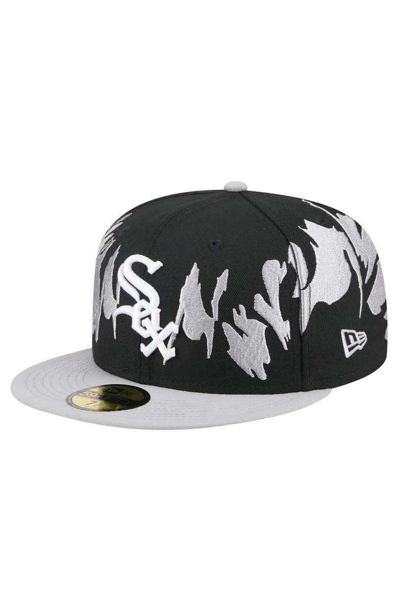 New Era Men's New Era Black/Gray Chicago White Sox Retro Pattern 59FIFTY Fitted Hat, Alternate, color, Black