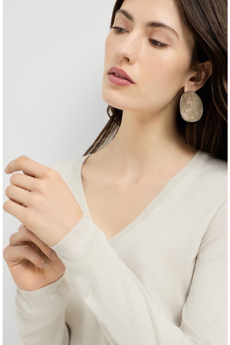 Cashmere and silk sparkling lightweight sweater, Alternate, color, Milk
