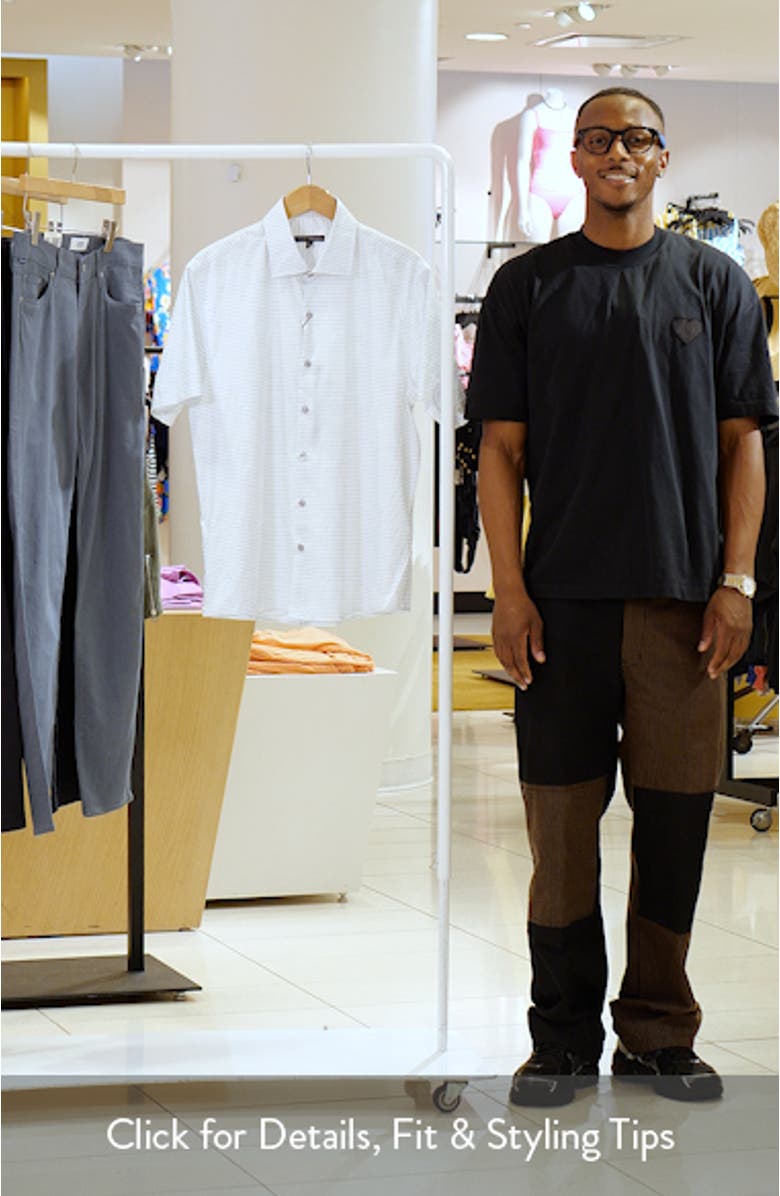 Ven Stripe Floral Jacquard Short Sleeve Button-Up Shirt, sales video thumbnail