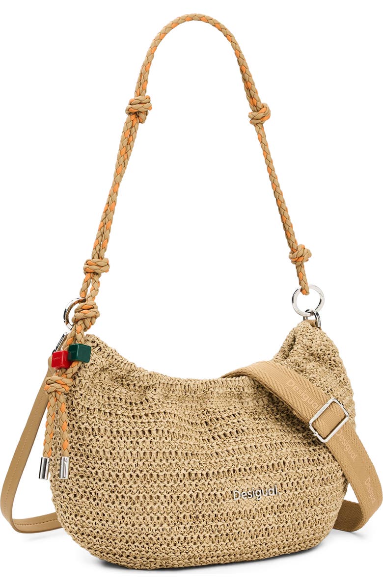 Desigual Medium Oval Raffia Shoulder Bag, Alternate, color,