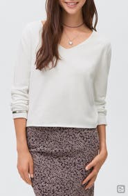 MANGO TEEN V-Neck Cotton Blend Sweater