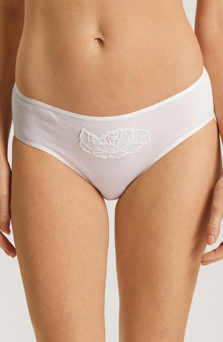 Hanro Anne Embrodiered Trim High Cut Briefs, Main, color, 