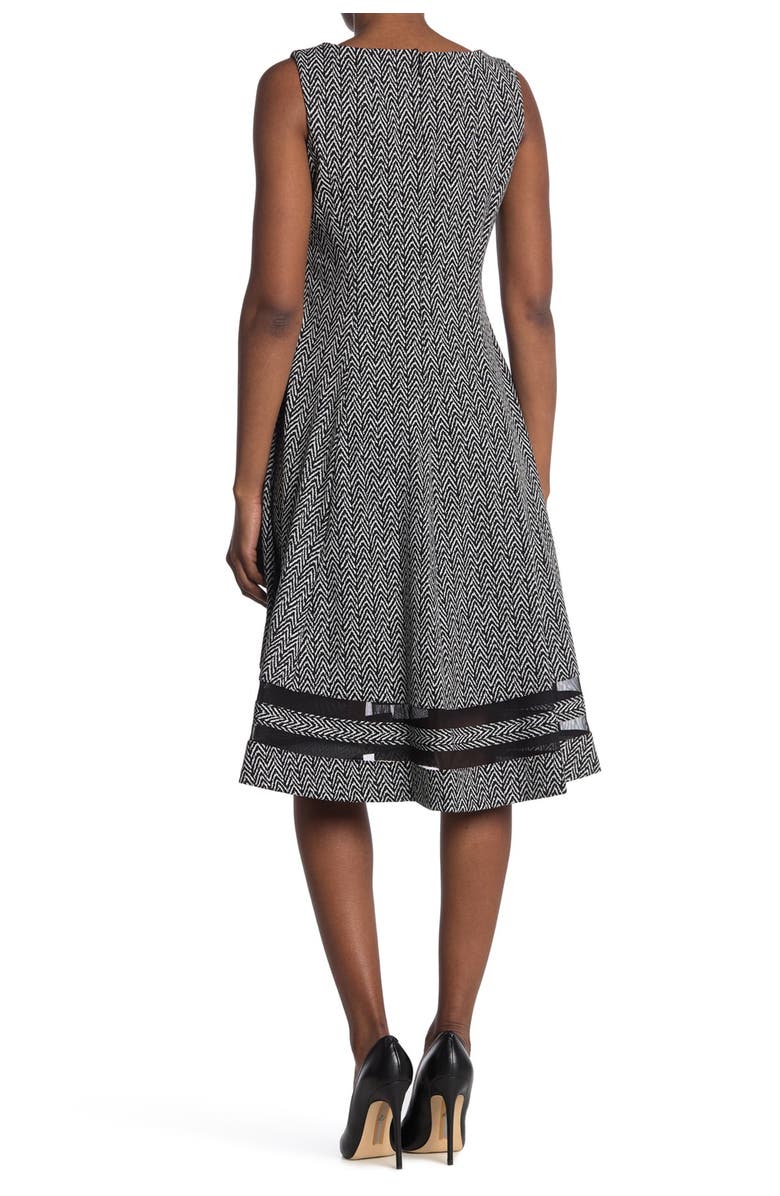 Calvin Klein Herringbone Shadow Stripe Hem Fit & Flare Dress, Main, color, 