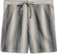 John Varvatos Stripe Cotton & Hemp Drawstring Shorts