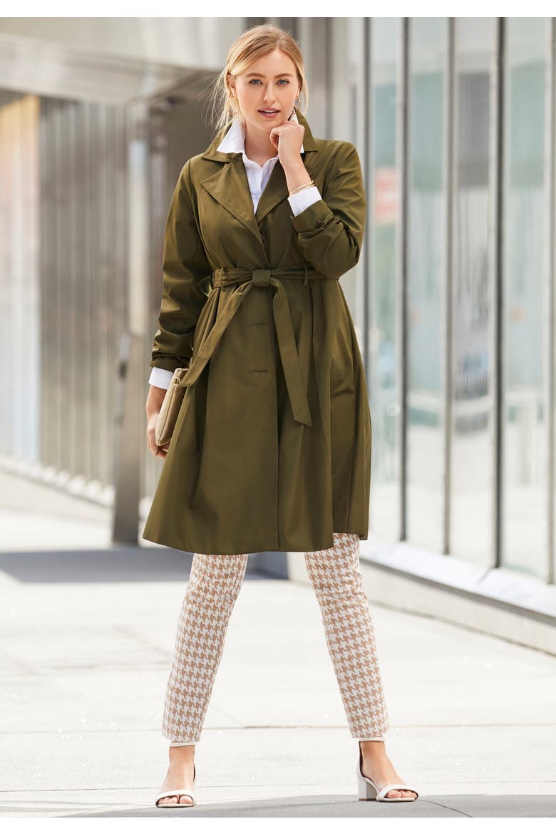 Pleated Trench Coat, Alternate, color, BLACK