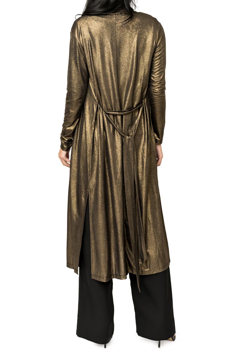 Tie Waist Metallic Duster, Alternate, color, GOLD BLACK