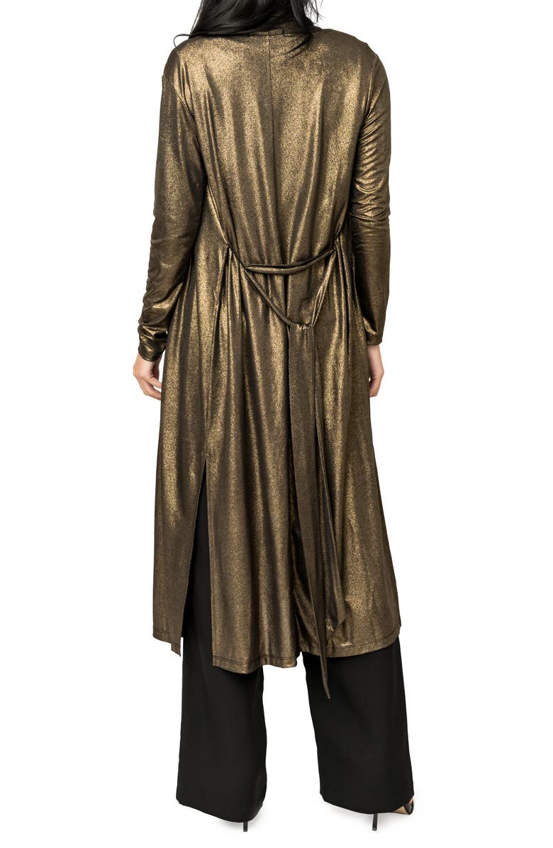 GIBSONLOOK Tie Waist Metallic Duster, Alternate, color, Gold/Black