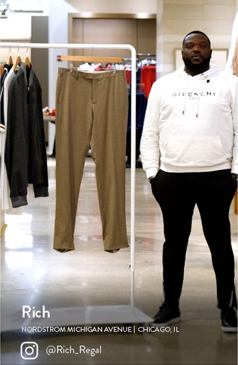 Parker Flat Front Stretch Wool Flannel Trousers, sales video thumbnail