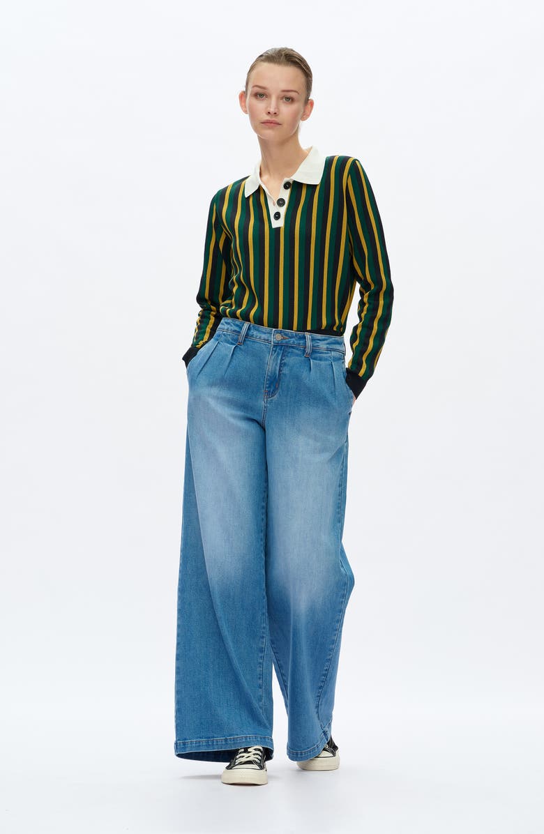 Bayeas Jermey Pleated Baggy Wide Leg Jeans, Alternate, color, Periwinkle Blue