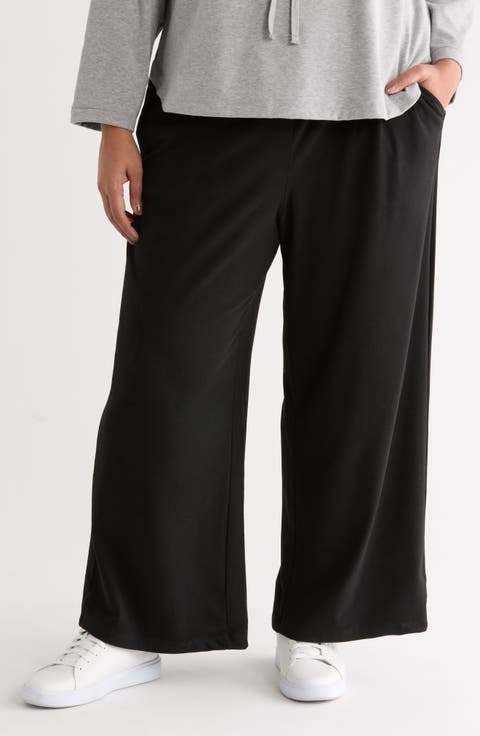 Drawstring Waist Wide Leg Pants (Plus)