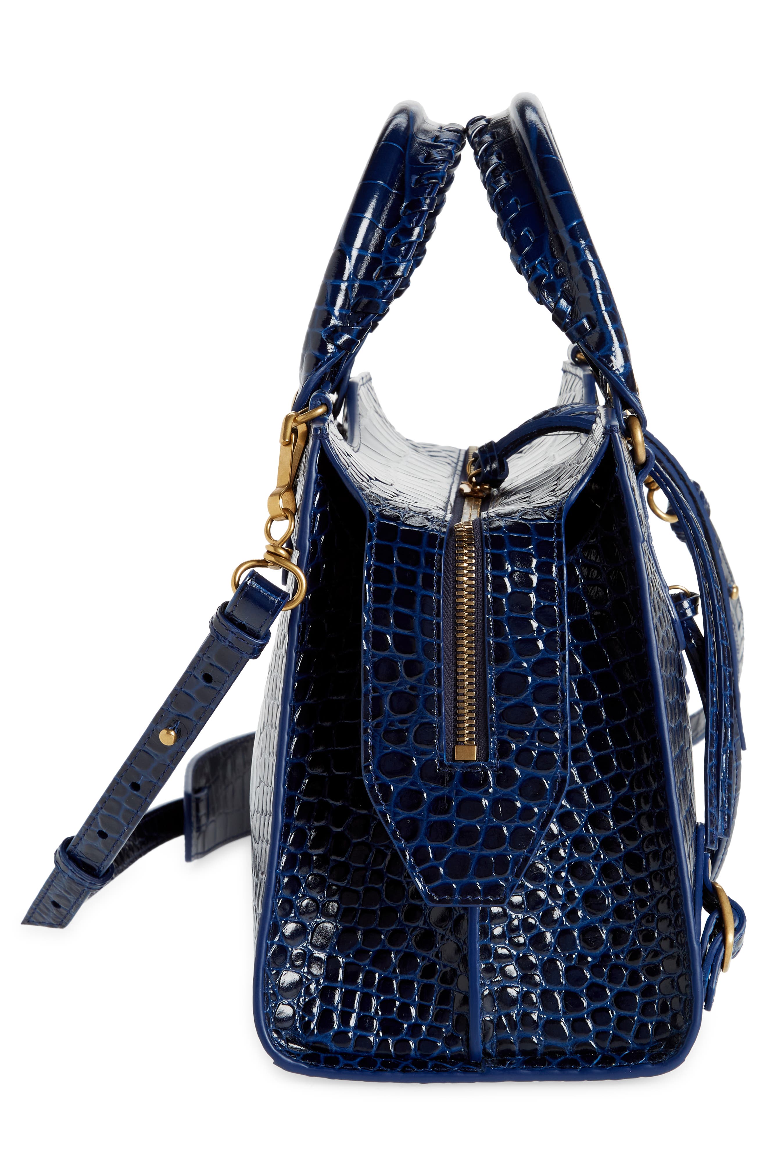 Balenciaga Small Neo Classic City Croc Embossed Leather Top Handle Bag, Alternate, color, 