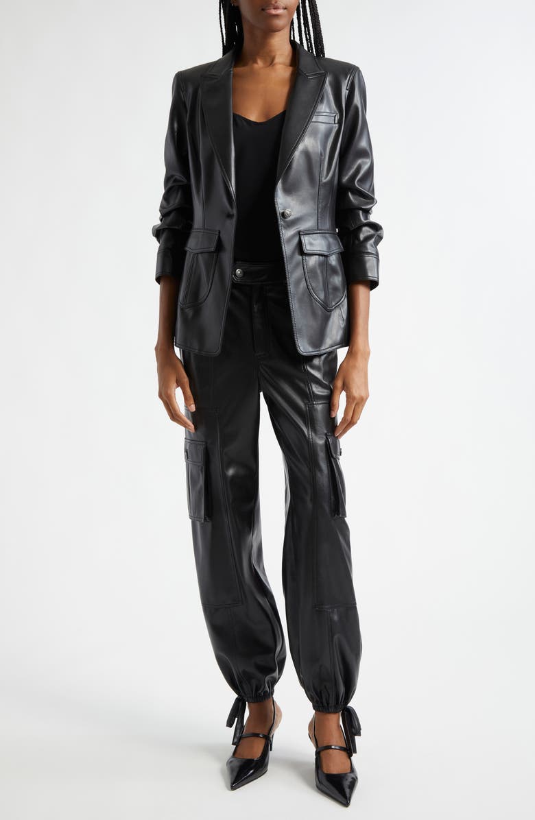 Cinq à Sept Faux Leather Cargo Joggers, Alternate, color, Black