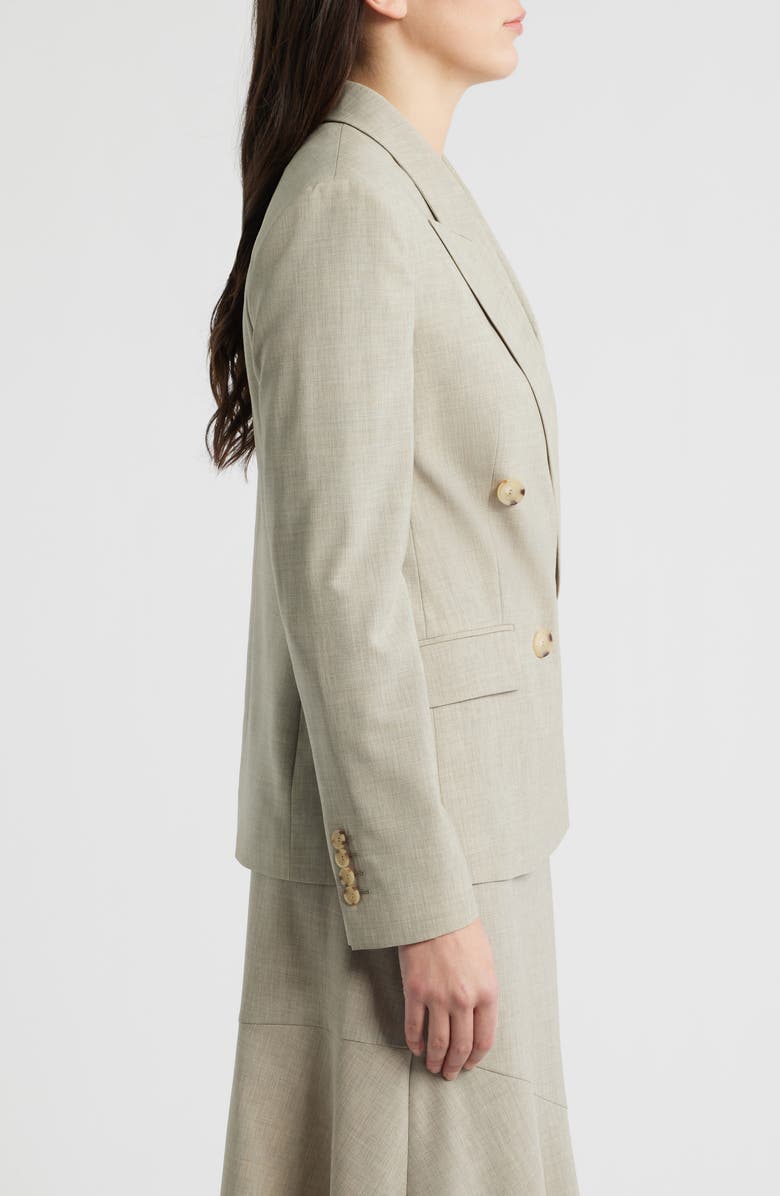 BOSS Jaleto Double Breasted Virgin Wool Blazer, Alternate, color, Pumice